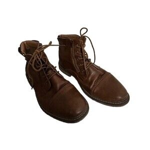 Steve Madden Men's Size 10 M-trader Cognac Lace-up and Side Zipper Combat Boots